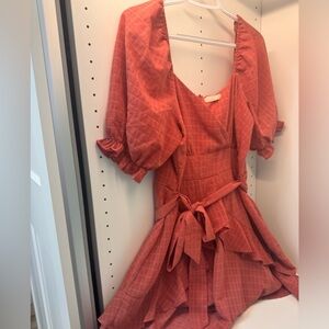 Dusty rose coloured plaid romper